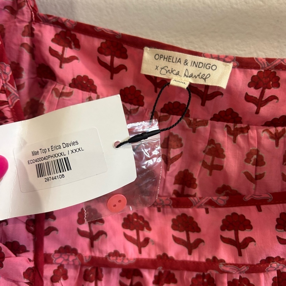 NWT Ophelia & Indigo x Erica Davies Pink Mae Top Size XXXL - Picture 2 of 10